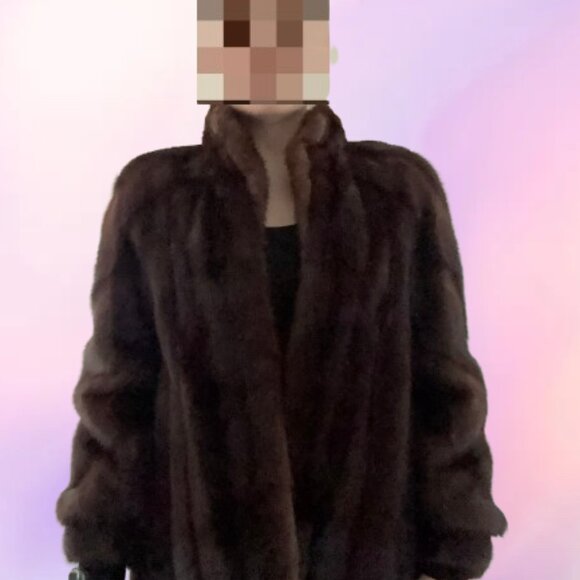 Vintage Chung’s Co. 100% Real Mink Fur Coat - dark brown - Picture 7 of 8